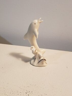 Others Follow White Porcelain Dolphin Figurine with Gold Trim
